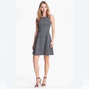 Theory Elexis Fit and Flare Navy and White  Eyelet Dress with pockets
